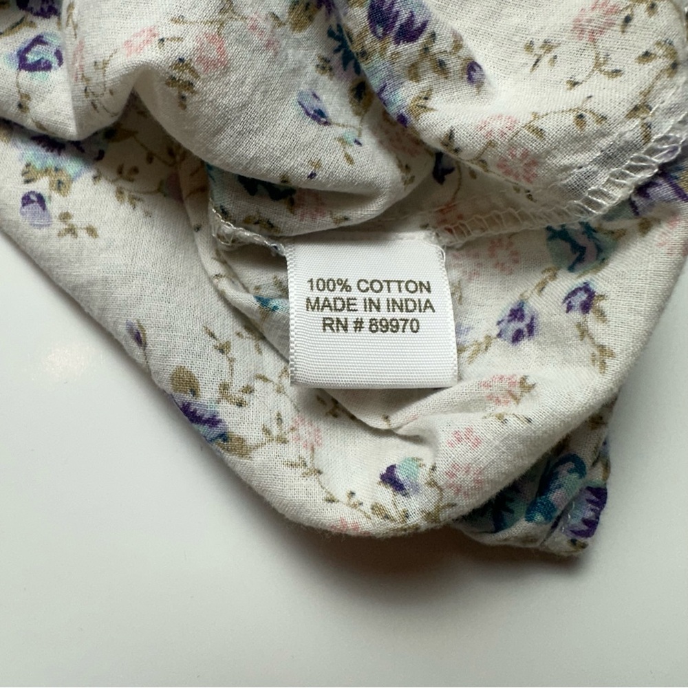 Eden & Olivia Floral Peasant Blouse Cottagecore Prairie Cotton Top Blue Cream XL - Picture 9 of 11